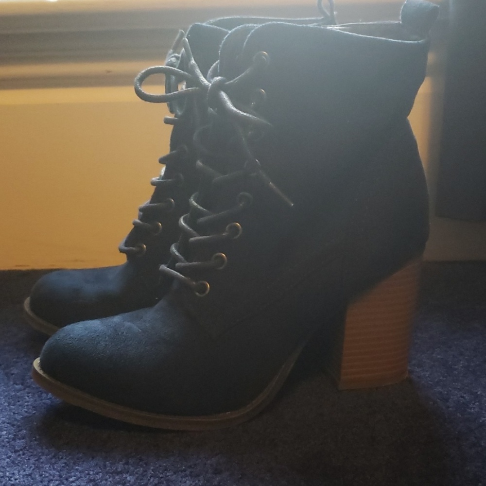 Navy suede boots